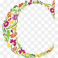 多彩花朵字母-空若网 多彩花朵字母-空若网