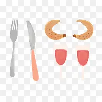 h5素材水彩西餐餐具-空若网 h5素材水彩西餐餐具-空若网