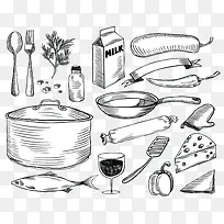 手绘餐具图片-空若网 手绘餐具图片-空若网