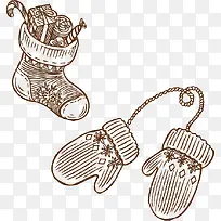 矢量手绘圣诞手套袜子-空若网 矢量手绘圣诞手套袜子-空若网