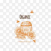 卡通瓶子手绘花朵蜂蜜图-空若网 卡通瓶子手绘花朵蜂蜜图-空若网