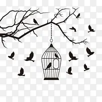 卡通树枝鸟笼放飞-空若网 卡通树枝鸟笼放飞-空若网