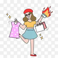疯狂购物的女孩PNG-空若网 疯狂购物的女孩PNG-空若网