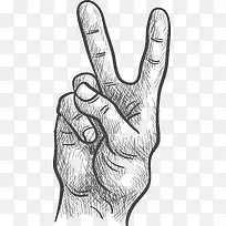 手绘风手比胜利手势-空若网 手绘风手比胜利手势-空若网