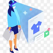 2.5D立体虚拟购物插画-空若网 2.5D立体虚拟购物插画-空若网