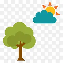 矢量扁平化太阳和大树-空若网 矢量扁平化太阳和大树-空若网