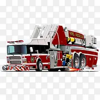 卡通手绘矢量卡通消防车-空若网 卡通手绘矢量卡通消防车-空若网