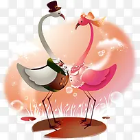 卡通火烈鸟夫妻免抠图-空若网 卡通火烈鸟夫妻免抠图-空若网