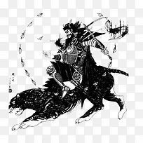 赵公明插画-空若网 赵公明插画-空若网