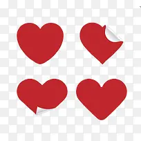 4款红色爱心贴纸矢量素材-空若网 4款红色爱心贴纸矢量素材-空若网