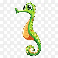 手绘绿色卡通海马-空若网 手绘绿色卡通海马-空若网