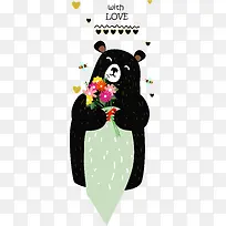 手绘小清新小黑熊插画图案-空若网 手绘小清新小黑熊插画图案-空若网