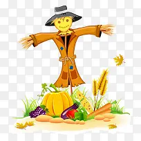 稻草人下的水果蔬菜-空若网 稻草人下的水果蔬菜-空若网