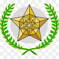 双草环绕金色五角星-空若网 双草环绕金色五角星-空若网