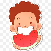 卡通吃西瓜的男孩-空若网 卡通吃西瓜的男孩-空若网