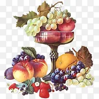 彩绘水果盘葡萄橙子-空若网 彩绘水果盘葡萄橙子-空若网