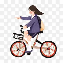 卡通手绘小女孩骑自行车-空若网 卡通手绘小女孩骑自行车-空若网