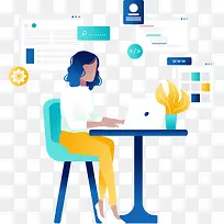 时尚实习办公插画矢量图-空若网 时尚实习办公插画矢量图-空若网