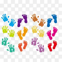 矢量彩色手印和脚印-空若网 矢量彩色手印和脚印-空若网