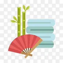 矢量手绘养生文化折扇竹子-空若网 矢量手绘养生文化折扇竹子-空若网