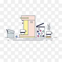 矢量卡通意式浓缩咖啡机咖啡器具-空若网 矢量卡通意式浓缩咖啡机咖啡器具-空若网