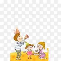 卡通生日一家三口海报设计-空若网 卡通生日一家三口海报设计-空若网