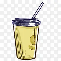 黄色质感手绘饮料杯子-空若网 黄色质感手绘饮料杯子-空若网