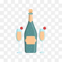 绿色香槟和蓝色杯子香槟-空若网 绿色香槟和蓝色杯子香槟-空若网