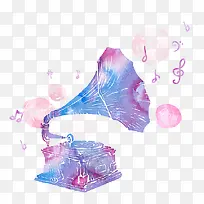 手绘彩色古老的留声机-空若网 手绘彩色古老的留声机-空若网