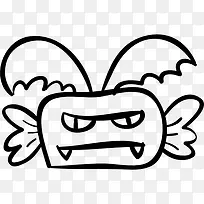 万圣节怪物糖果与角和翅膀图标-空若网 万圣节怪物糖果与角和翅膀图标-空若网