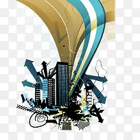 矢量建筑箭头曲线装饰图案-空若网 矢量建筑箭头曲线装饰图案-空若网