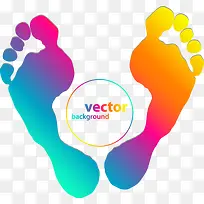 卡通手绘七彩脚印-空若网 卡通手绘七彩脚印-空若网