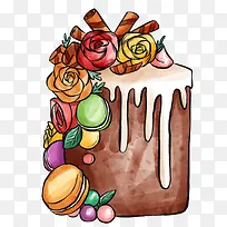 水彩风手绘生日花朵奶油蛋糕素材-空若网 水彩风手绘生日花朵奶油蛋糕素材-空若网