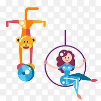 马戏团人物猴子PNG矢量素材-空若网 马戏团人物猴子PNG矢量素材-空若网