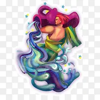 水瓶座星座创意插画-空若网 水瓶座星座创意插画-空若网
