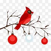 树枝上的红色小鸟-空若网 树枝上的红色小鸟-空若网