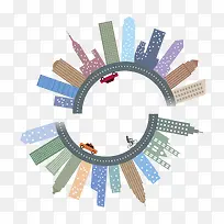 半环形马路旁的建筑楼-空若网 半环形马路旁的建筑楼-空若网