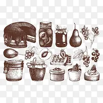 手绘西餐水果派元素-空若网 手绘西餐水果派元素-空若网