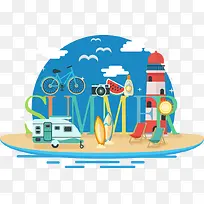 夏季旅行插画-空若网 夏季旅行插画-空若网