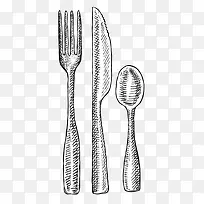 矢量手绘咖啡甜品刀叉勺素材-空若网 矢量手绘咖啡甜品刀叉勺素材-空若网