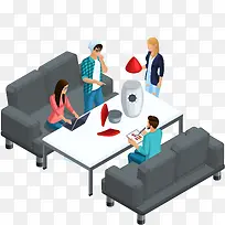 矢量办公手绘插画素材-空若网 矢量办公手绘插画素材-空若网