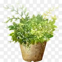 卡通手绘清新绿叶花盆-空若网 卡通手绘清新绿叶花盆-空若网