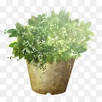 卡通手绘清新绿叶花盆-空若网 卡通手绘清新绿叶花盆-空若网