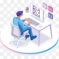 电脑办公的商务男子-空若网 电脑办公的商务男子-空若网