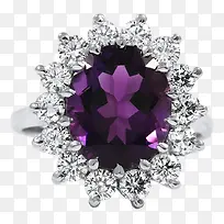 产品实物紫色钻石花瓣形镶嵌戒指-空若网 产品实物紫色钻石花瓣形镶嵌戒指-空若网