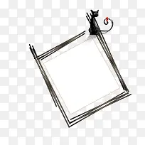 卡通黑猫线条边框素材-空若网 卡通黑猫线条边框素材-空若网