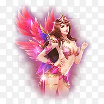 红色光效翅膀女神-空若网 红色光效翅膀女神-空若网