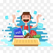 扁平化卡通设计师-空若网 扁平化卡通设计师-空若网