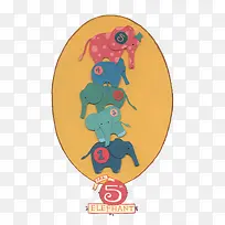 简约卡纸大象插画-空若网 简约卡纸大象插画-空若网