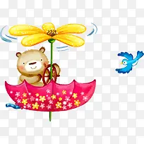 可爱小熊矢量小雨伞素材-空若网 可爱小熊矢量小雨伞素材-空若网